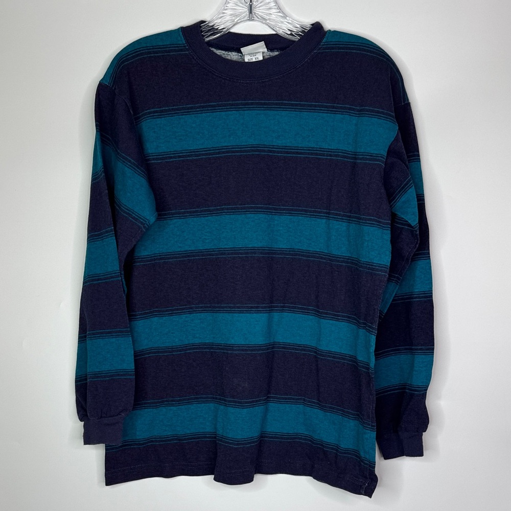 Vintage Honors Blue Striped Long Sleeve Shirt Size XXL